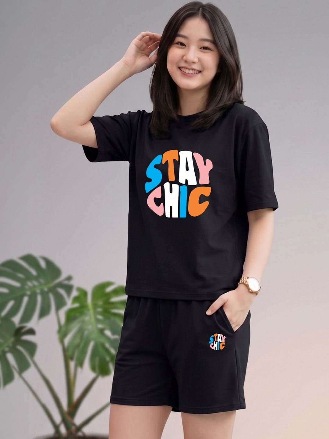 Keenuu Cotton Printed T-shirt with Shorts
