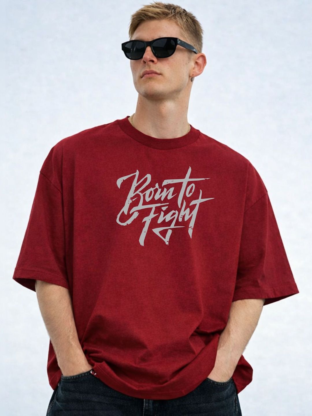 HIOR Men Typography Printed Drop-Shoulder Sleeves T-shirt