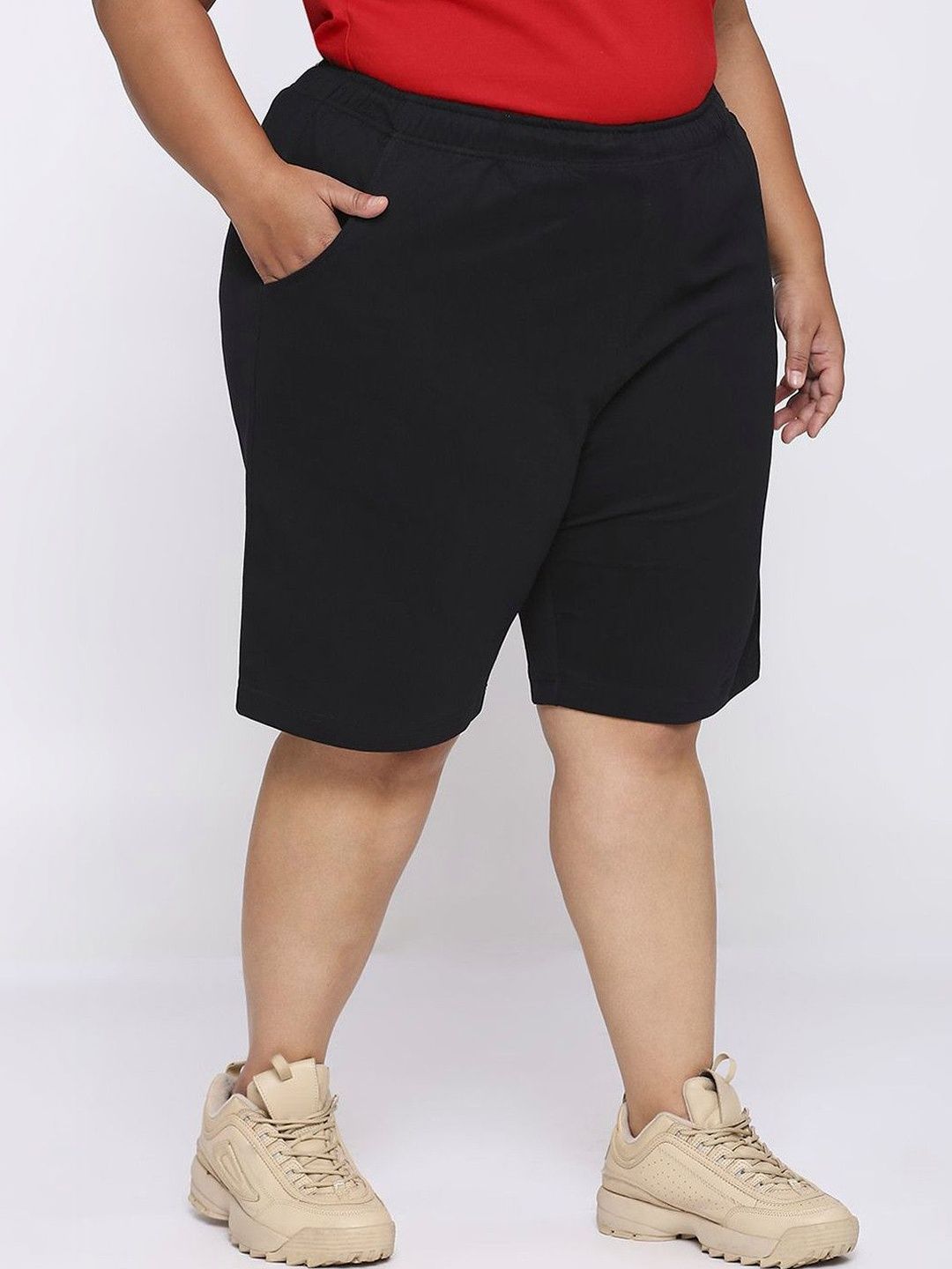 Vaishvik Women's Plus Size Cotton Lounge Shorts with Elastic Waistband