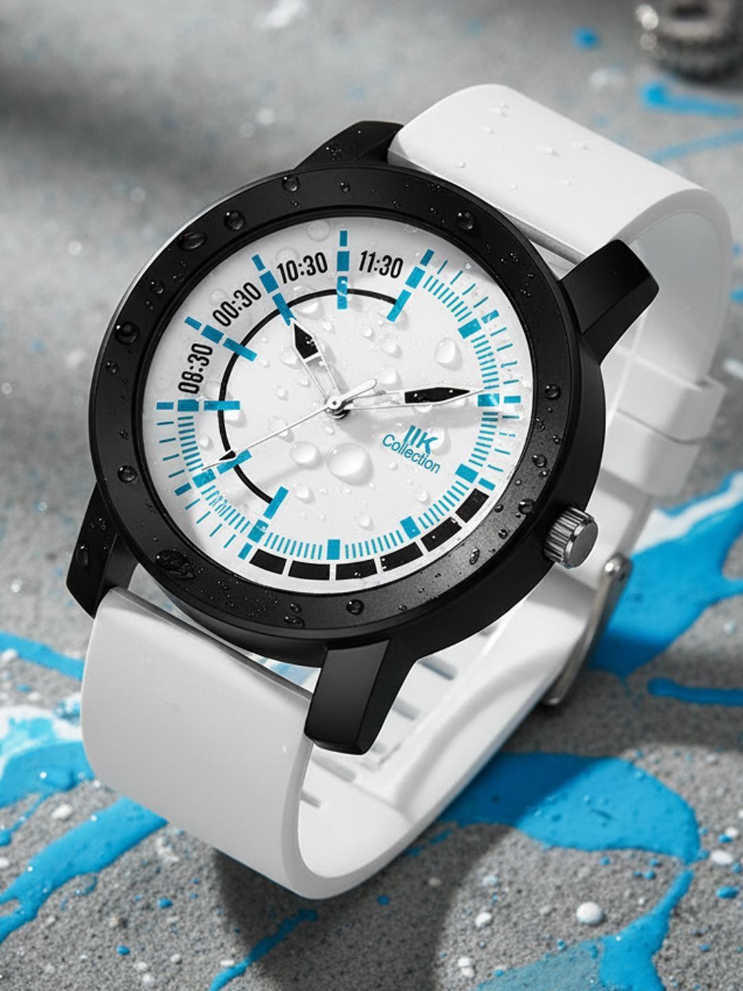 IIK COLLECTION Men Round Dial Adjustable Flexible Silicon Strap Watch