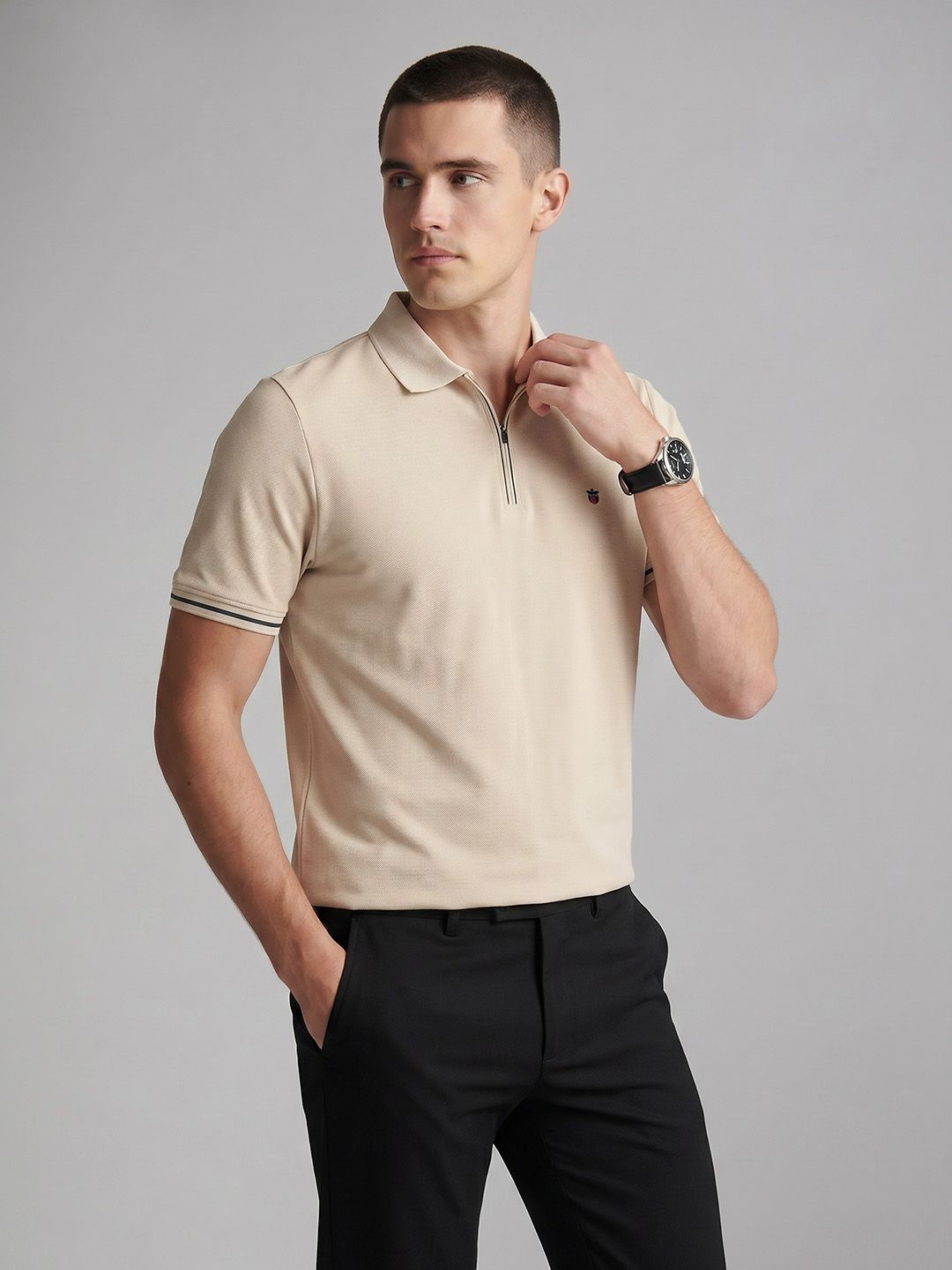 Louis Philippe Sport Slim Fit Polo Collar Pure Cotton T-shirt