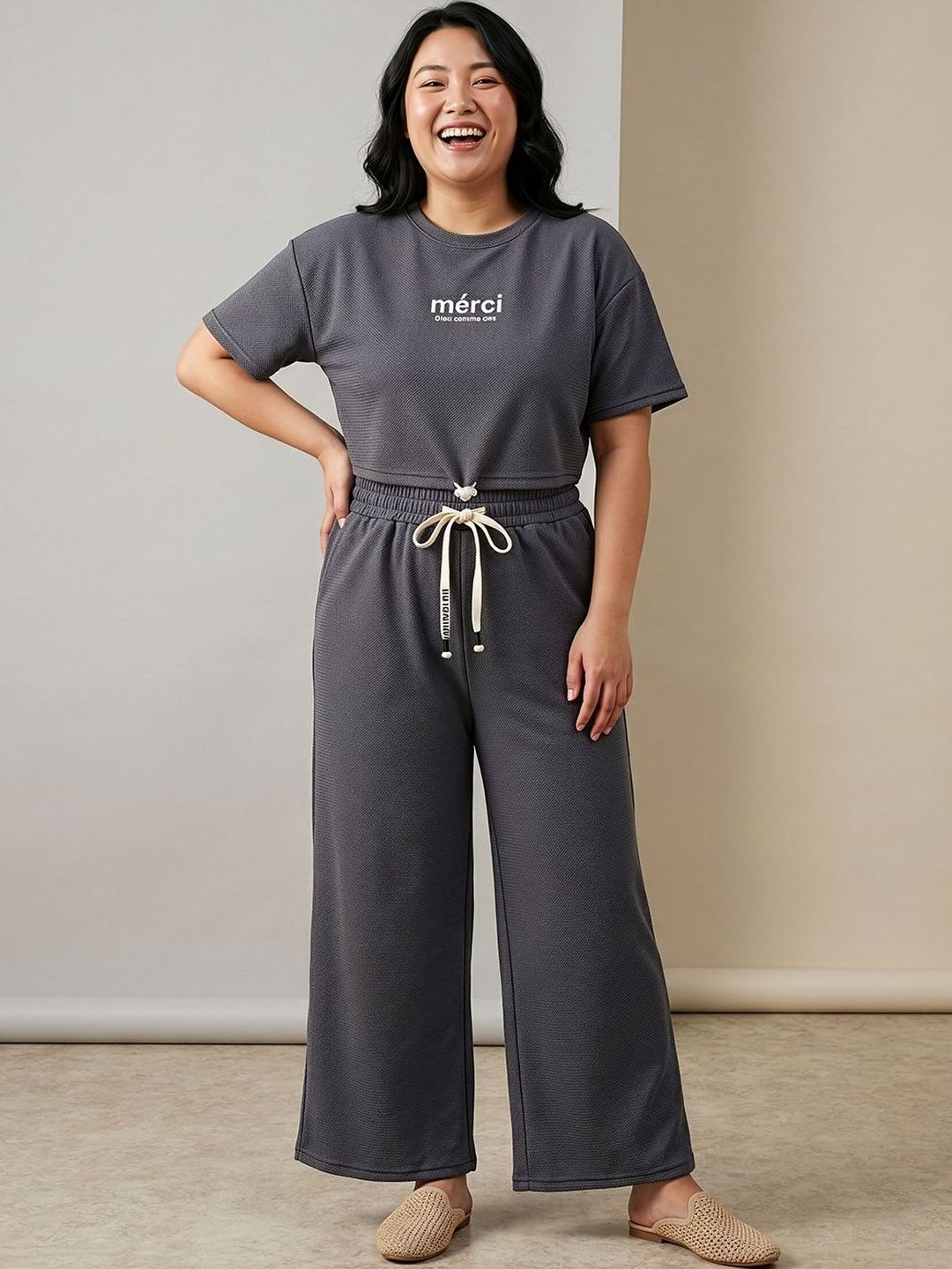 Buy Lugo Round Neck T Shirt With Trousers Co Ords -  - Apparel for Women