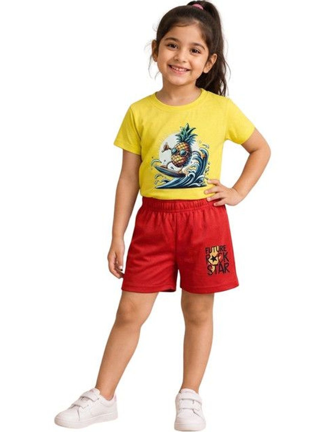 Surfbae Girls Printed T-shirt with Shorts