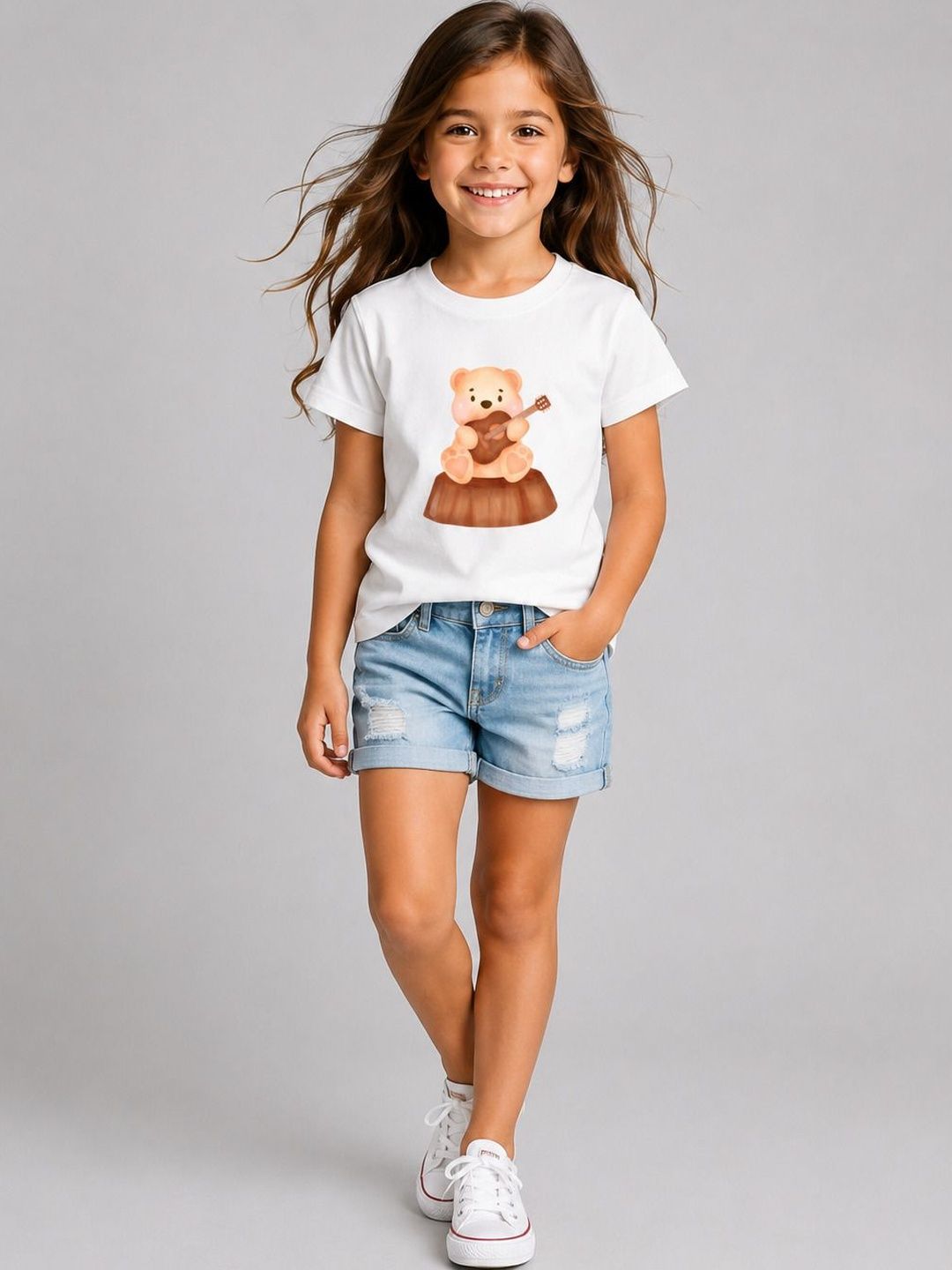 misbis Girls Printed Cotton T-shirt