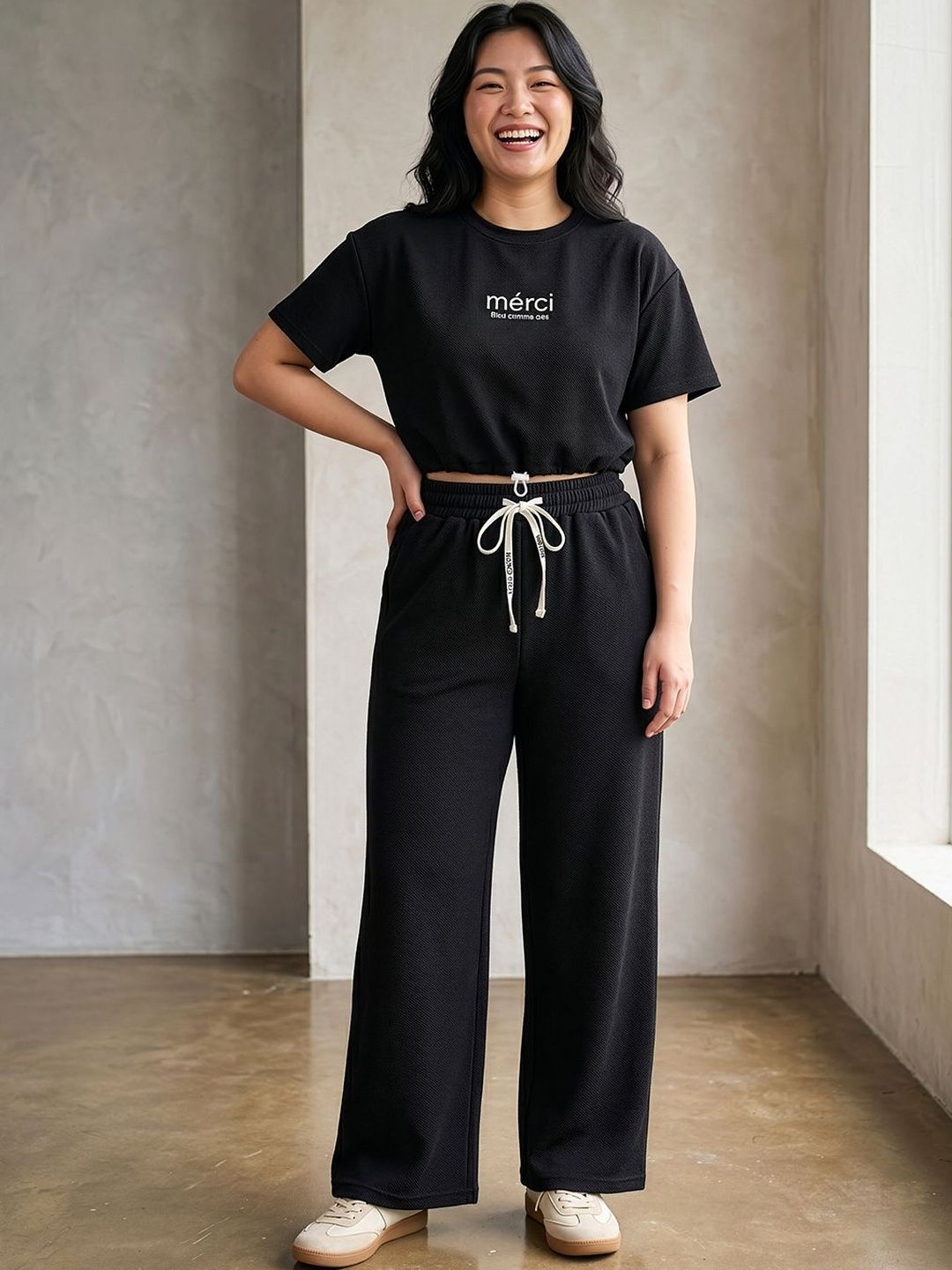 Buy Stem Rope Cotton T Shirt With Trousers Co Ords -  - Apparel for Women