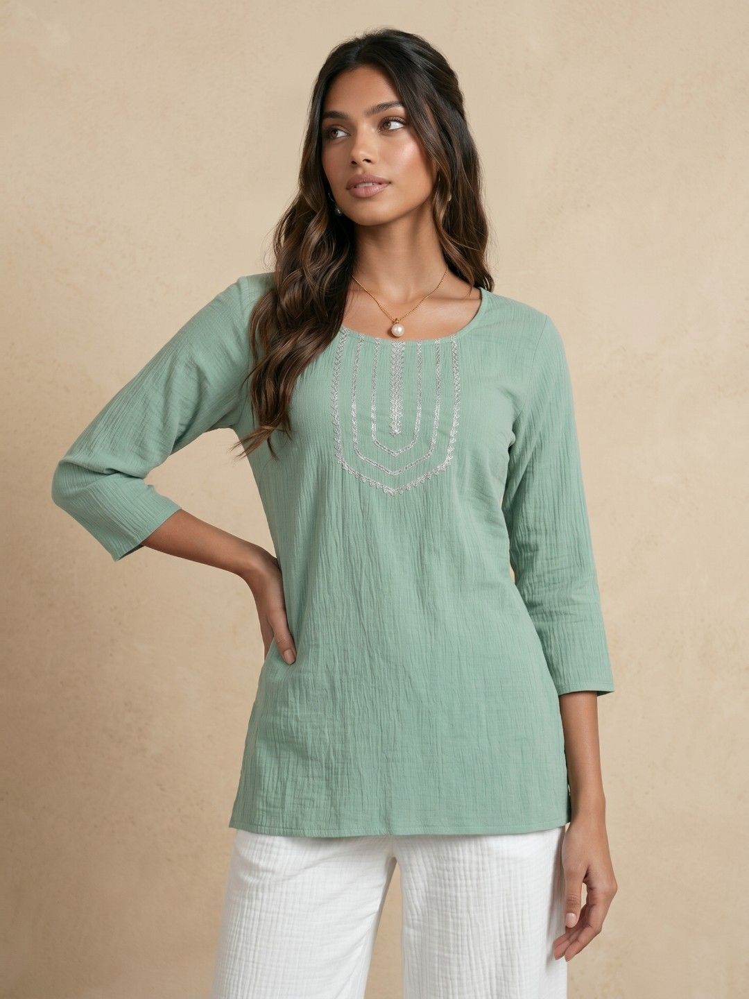 fusion by glitchez Gotta Patti Crinkled Straight Kurti