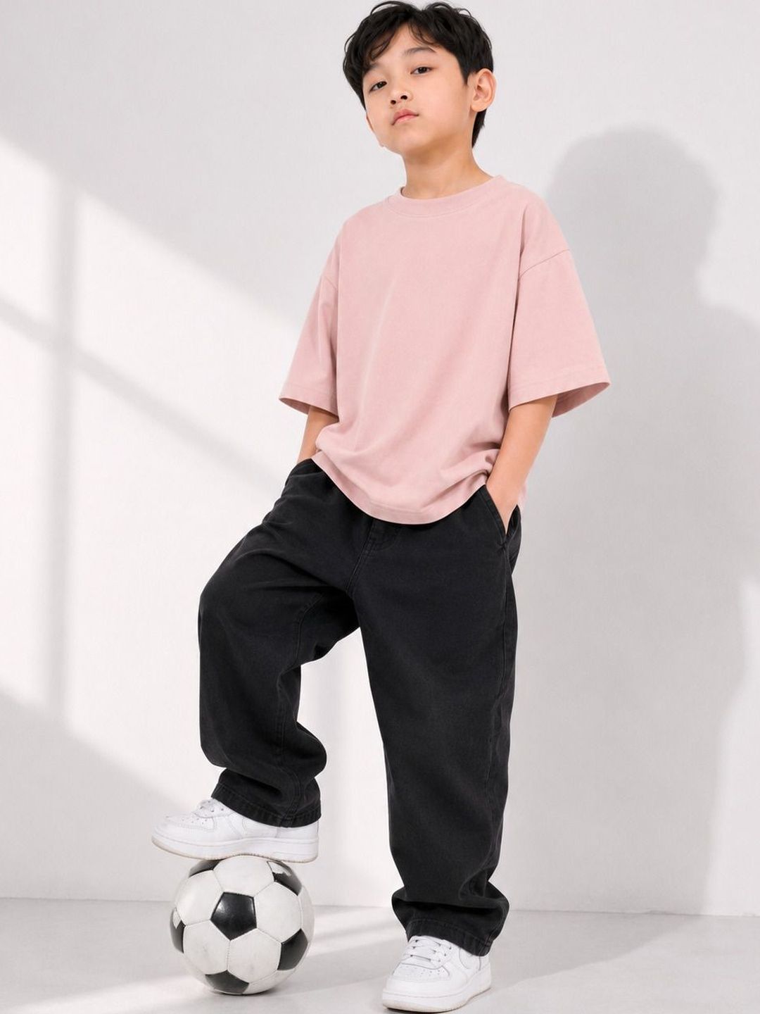 PockMAN Boys Drop-Shoulder Sleeves Pure Cotton Bio Finish T-shirt