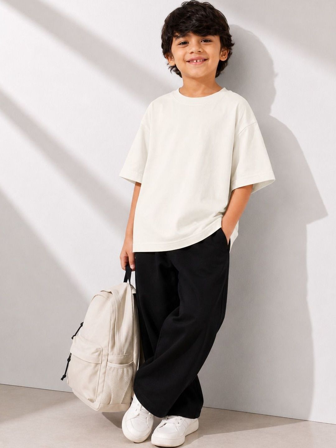 PockMAN Boys Drop-Shoulder Sleeves Pure Cotton Bio Finish T-shirt