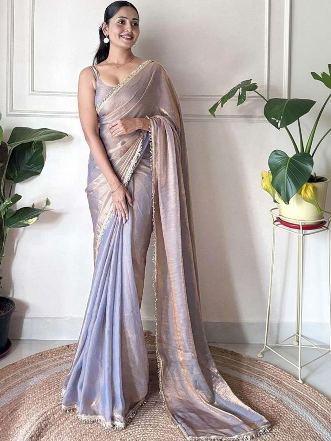 Branzios Sequinned Satin Designer Saree