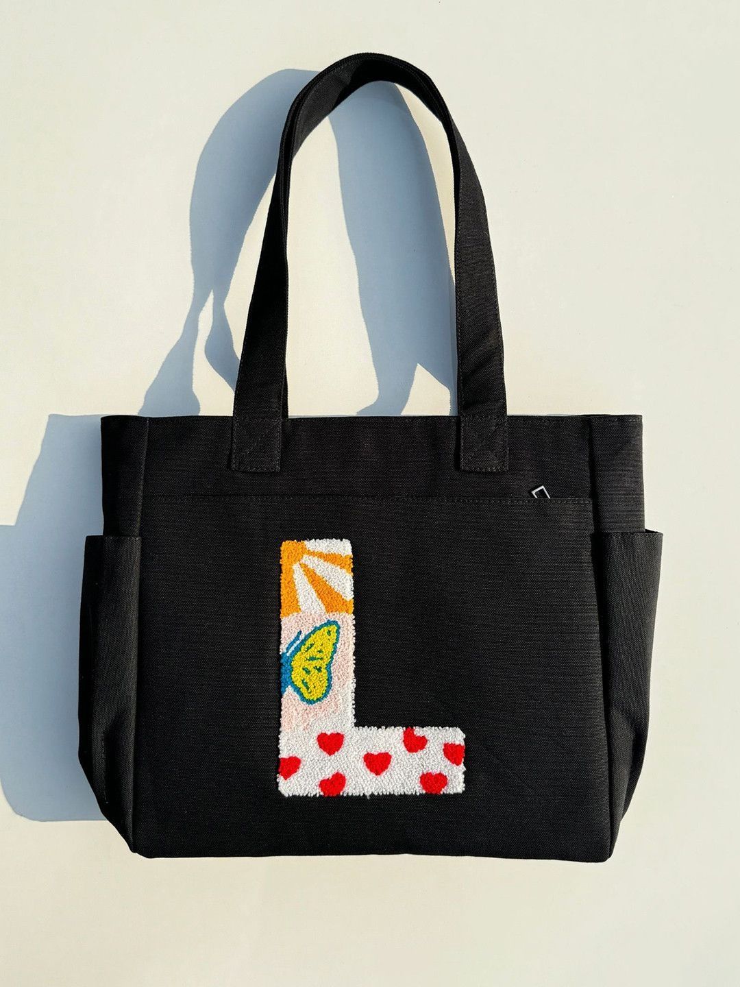 TSANTA Floral Printed L Letter Oversized Swagger Pure Cotton Tote Bag