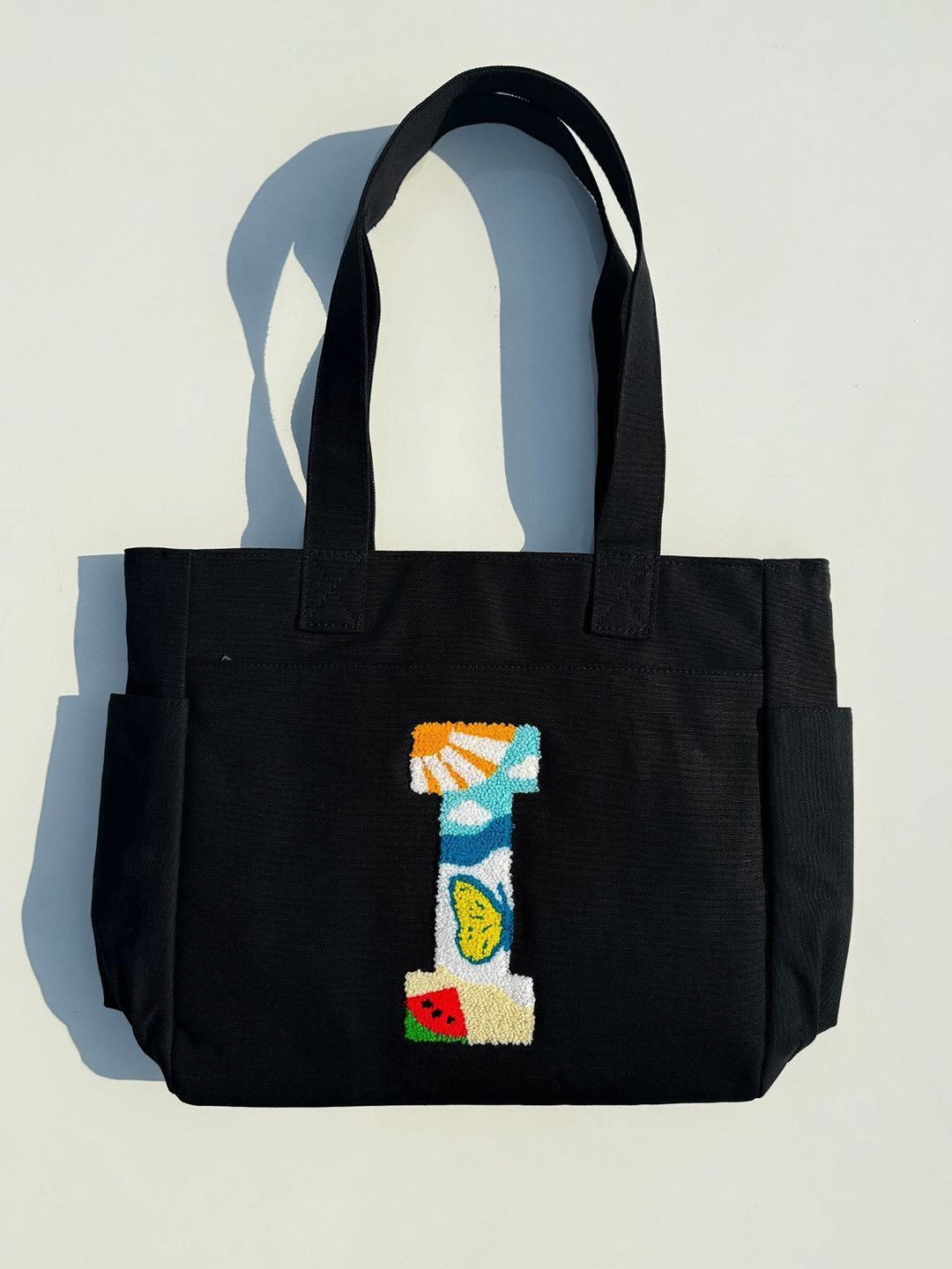 TSANTA Floral Printed I Letter Structured Pure Cotton Tote Bag