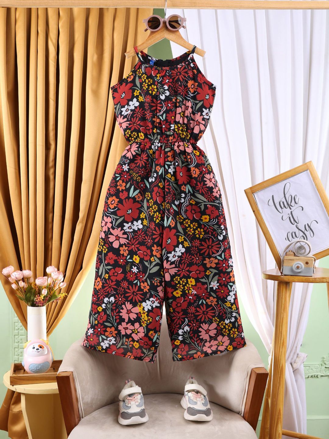Girls Halter Neck Printed Basic Jumpsuit 3