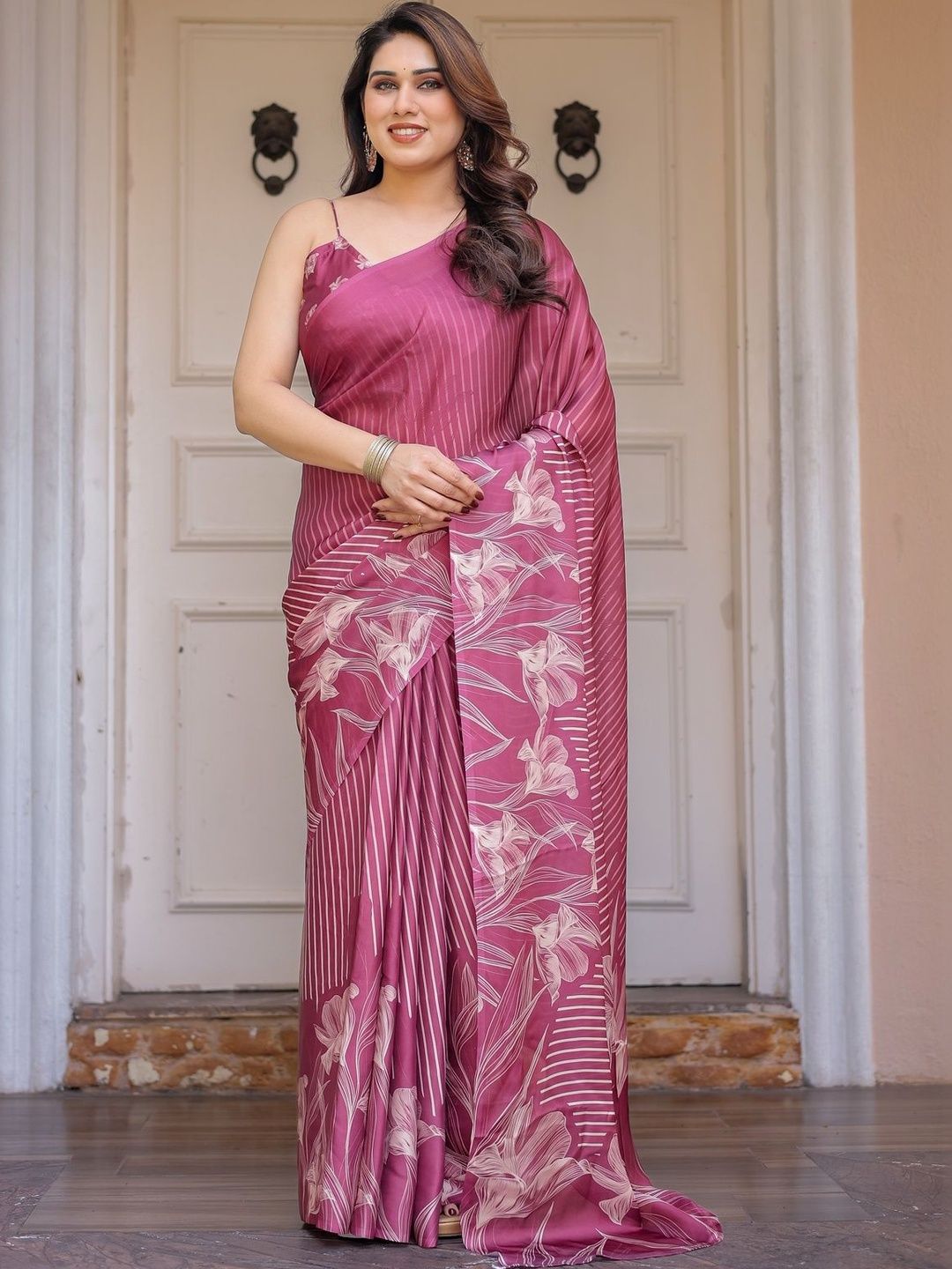 RAAS SHREE Floral Pure Georgette Handloom Saree