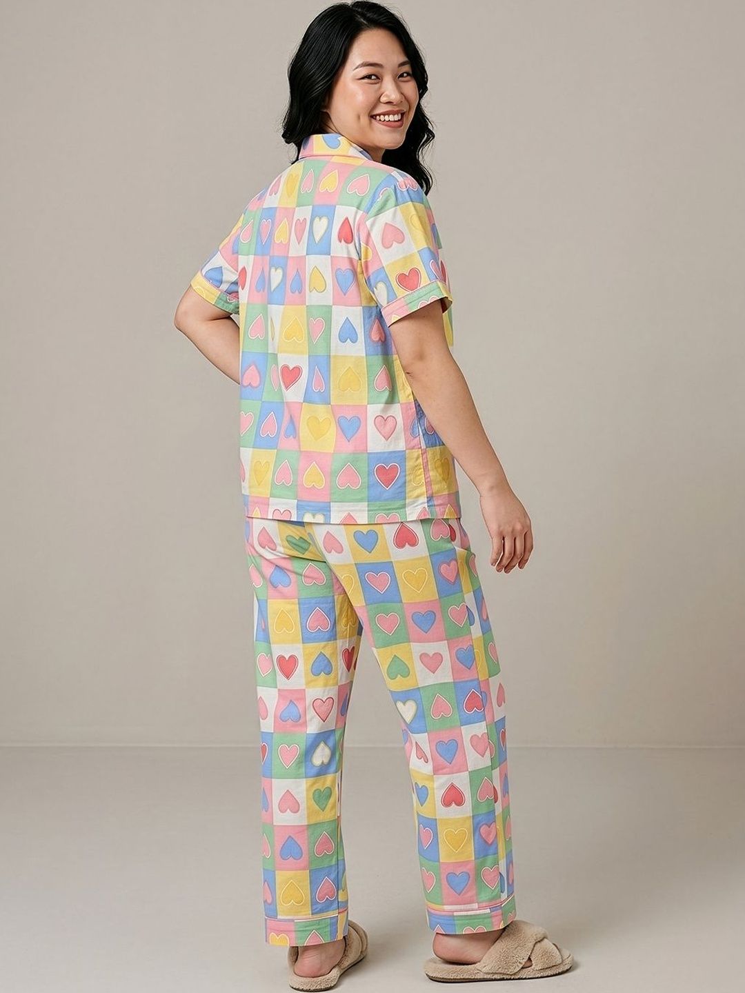 Geometric Printed Lapel Collar Night suit 2