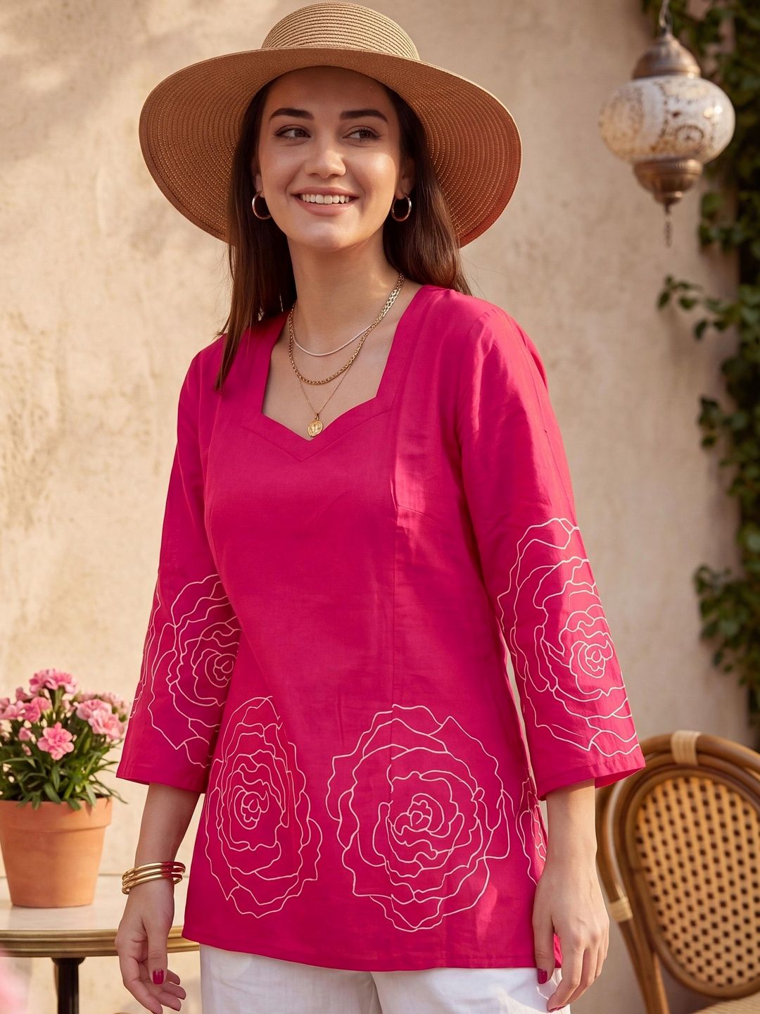 CORSICA Floral Printed Cotton Top