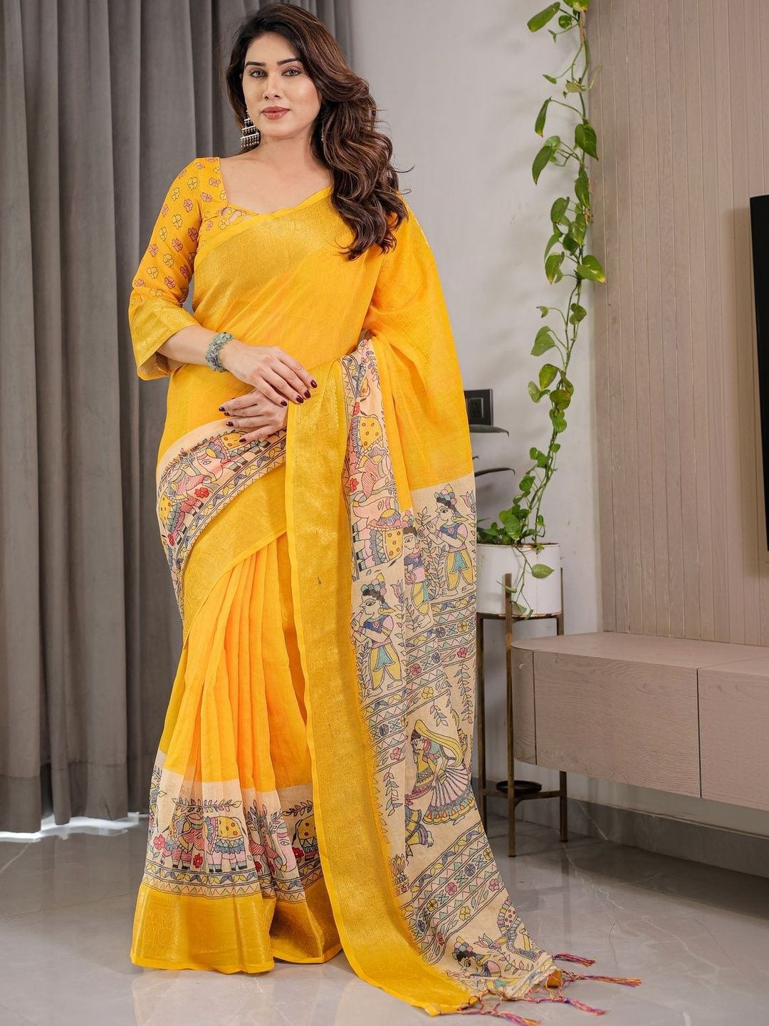 RAAS SHREE Ethnic Motifs Pure Cotton Handloom Saree