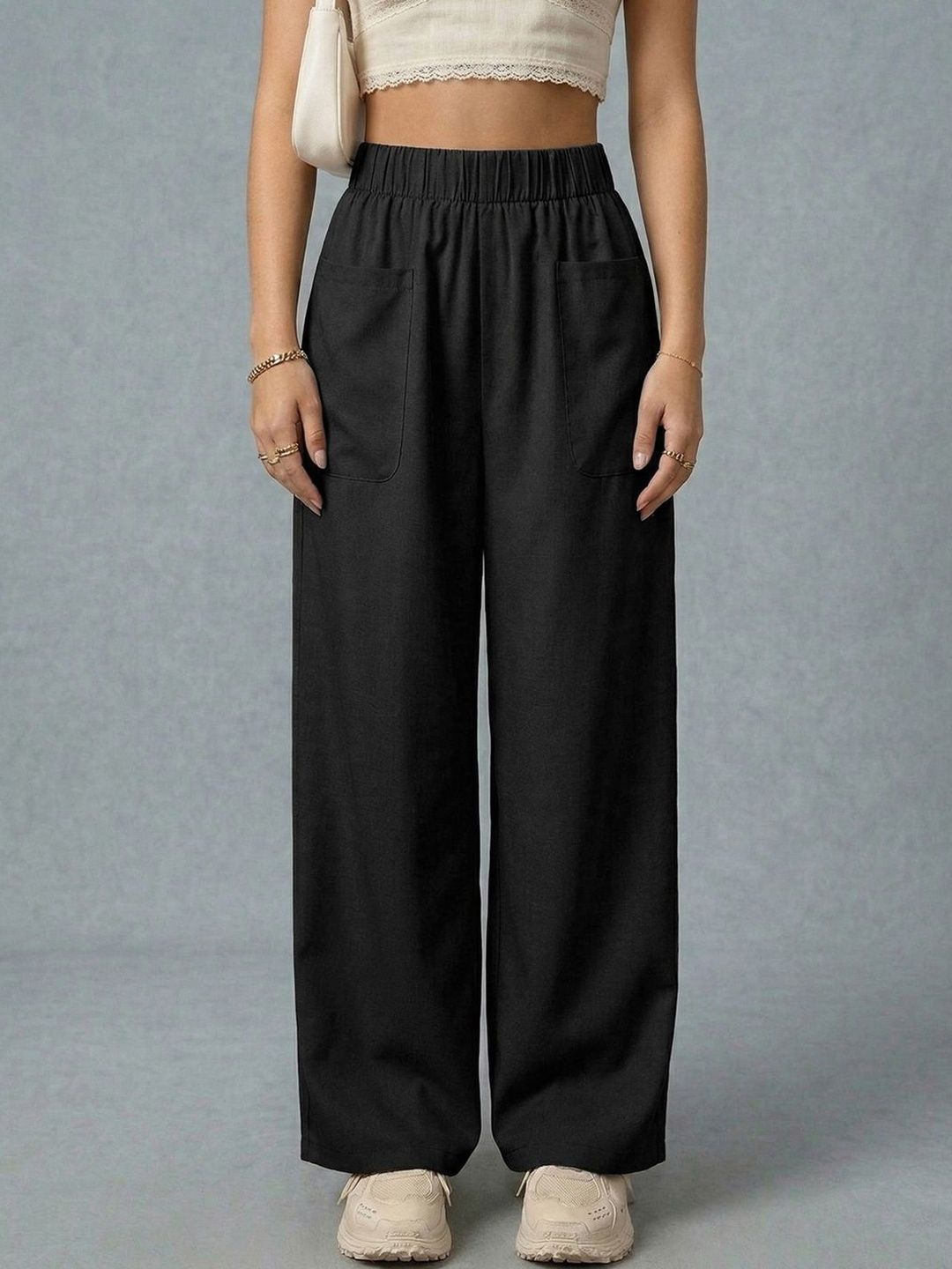 CORSICA Women Relaxed Flared High-Rise Trousers