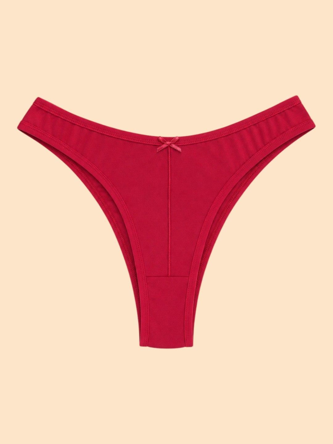 HERE&NOW Womens Brazilian Cotton Spandex Solid High Rise Bikini