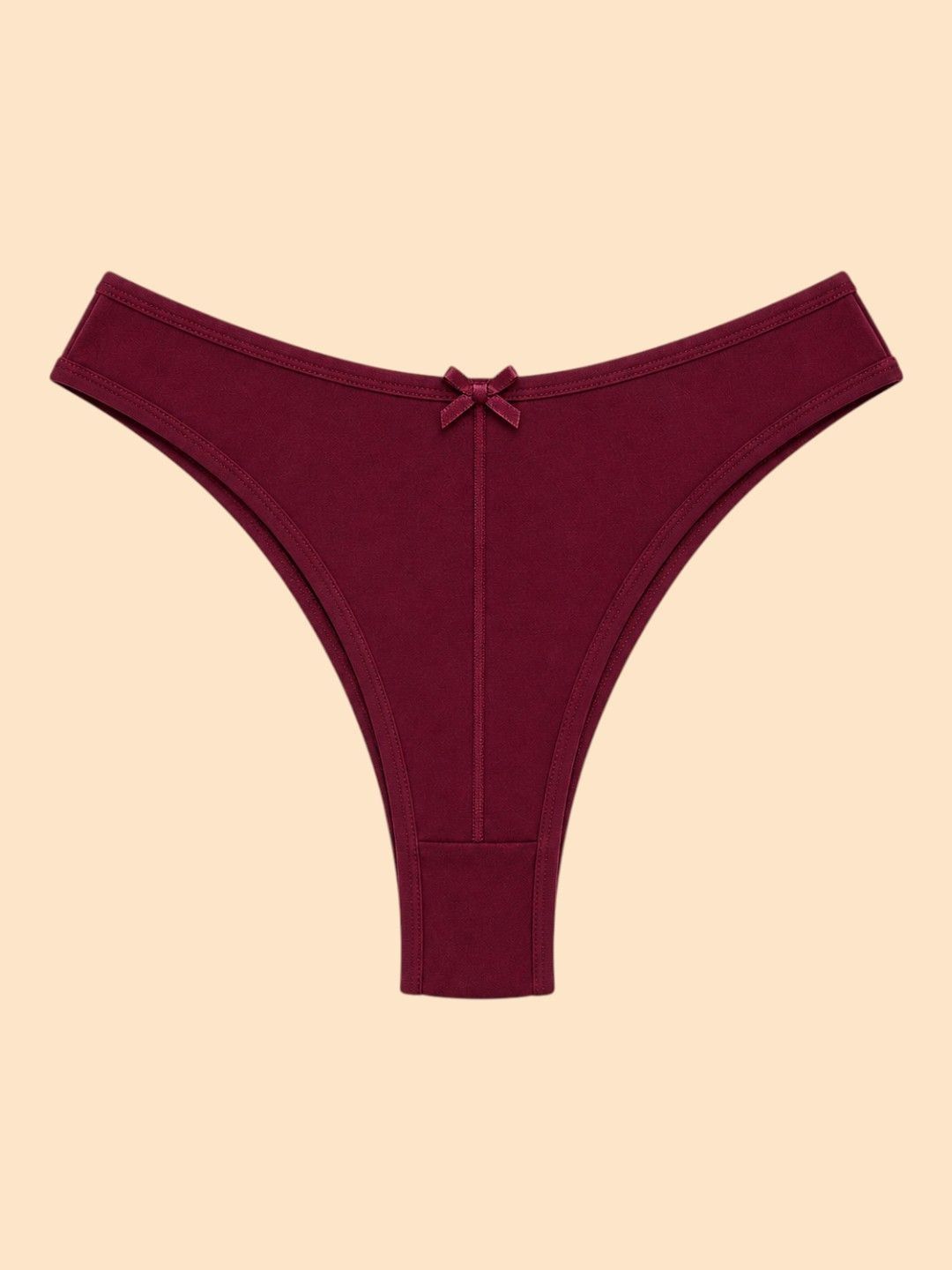 HERE&NOW Womens Brazilian Cotton Spandex Solid High Rise Bikini