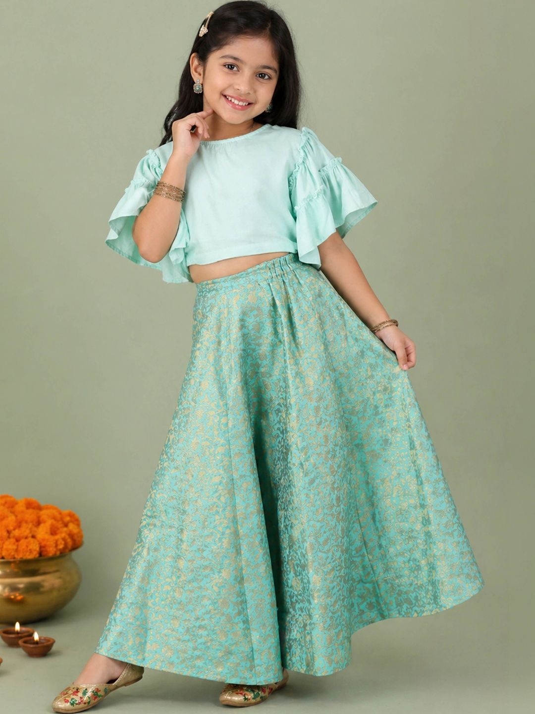 KiddoPanti Girls Ready to Wear Lehenga &