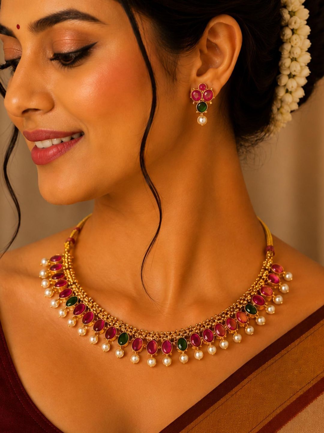 Mystic Gold-Plated Kundan Necklace and Earrings