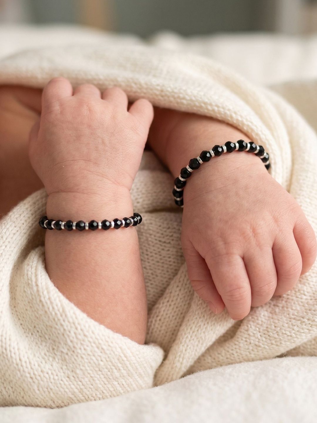 925 SILLER Kids Sterling Silver Rhodium-Plated Beaded Wraparound Pure Silver Bracelet