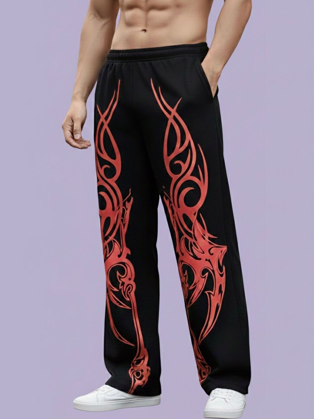 R.Code by The Roadster Life Co. Men Straight Fit Abstract Track Pants