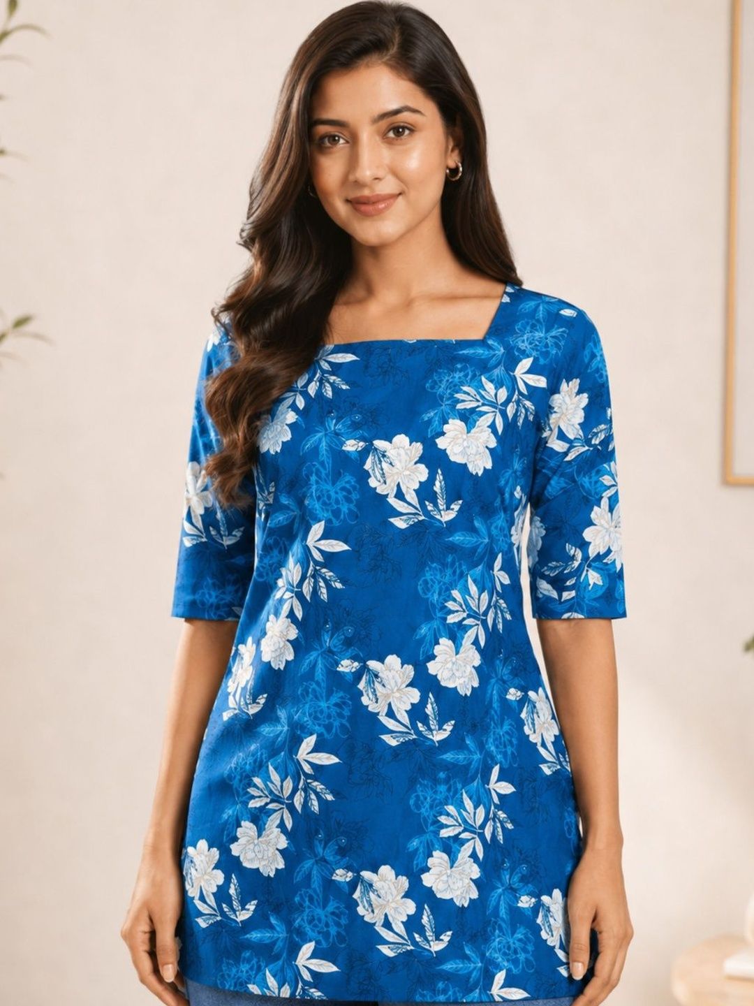 HARIKS Square Neck Printed Tunic