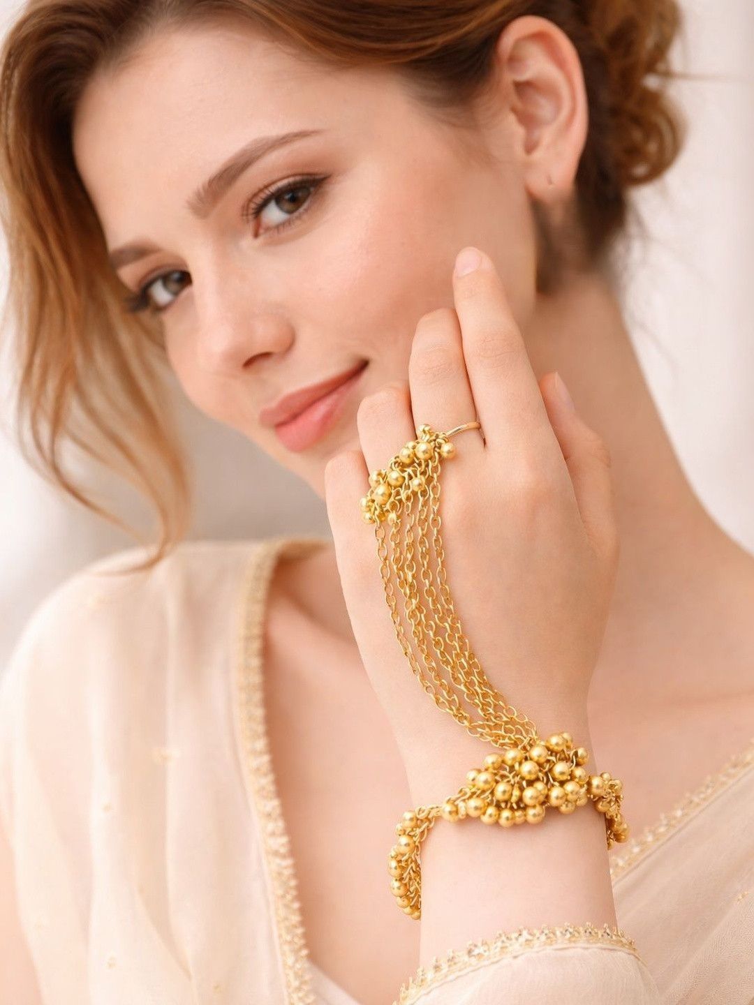SUGARFRILL Women Gold-Plated Ring Bracelet