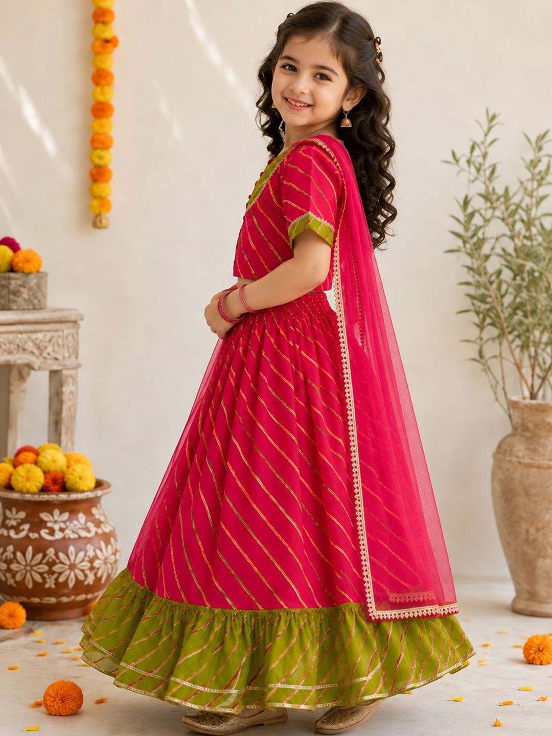 Girls Printed Ready to Wear Lehenga & Blouse With Dupatta 4