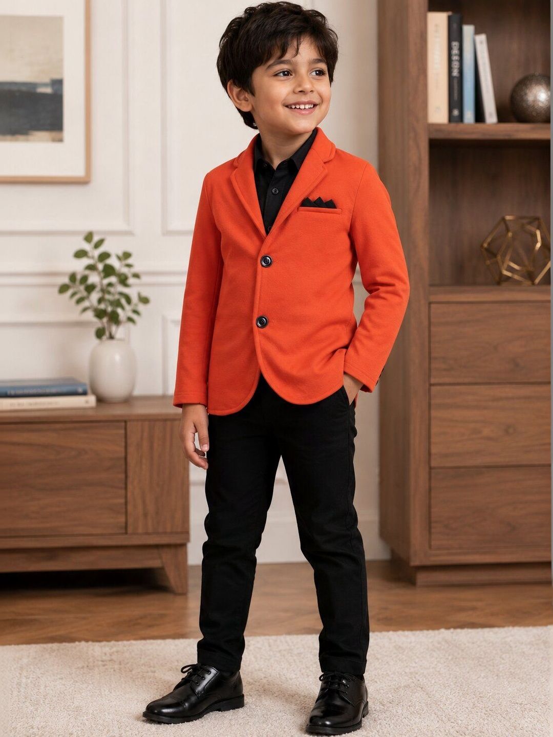 3PIN Boys Shawl Collar Single-Breasted Fleece Blazer