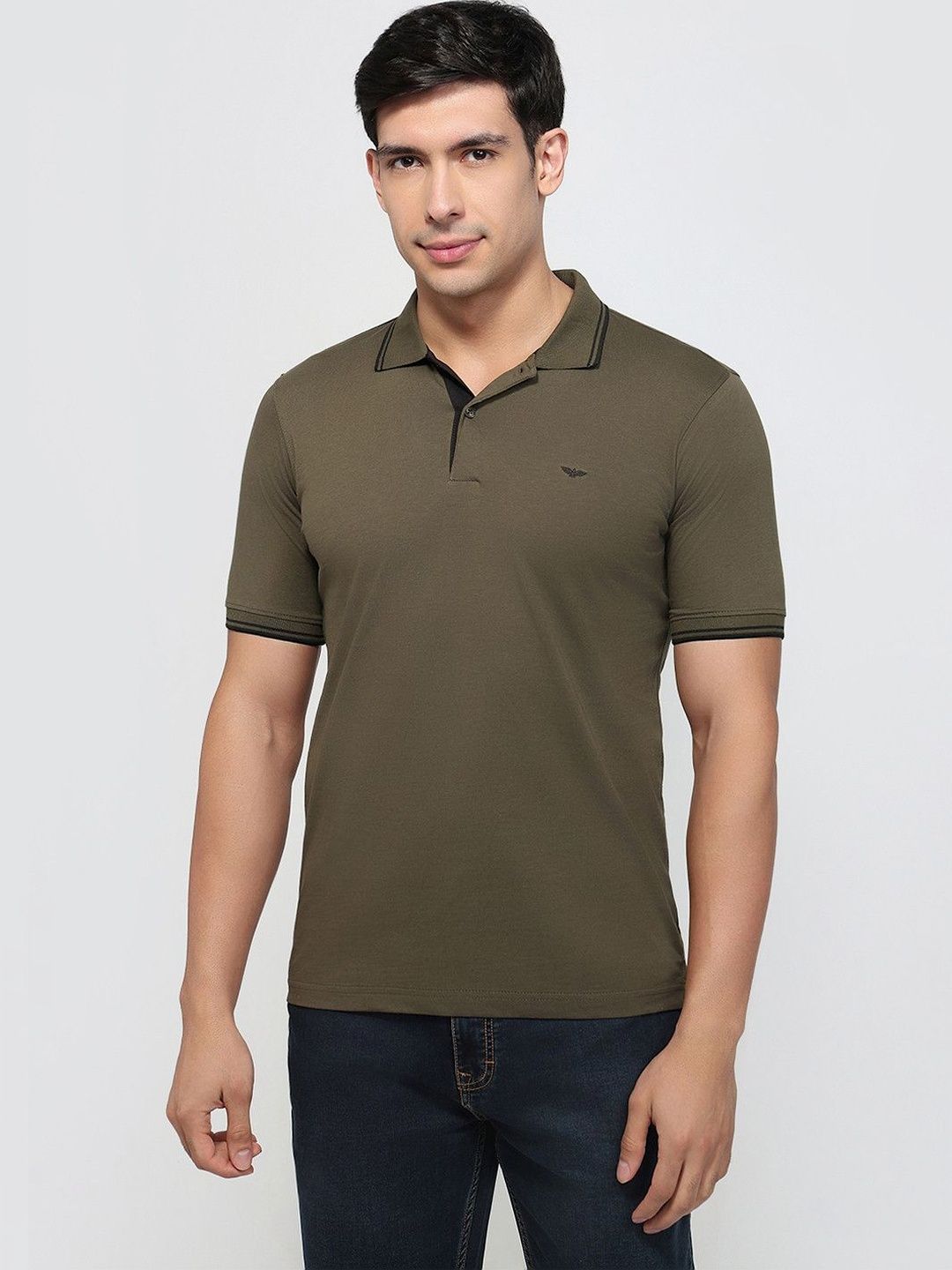 Park Avenue Men Brand Logo Polo Collar Pure Cotton Pockets Slim Fit T-shirt