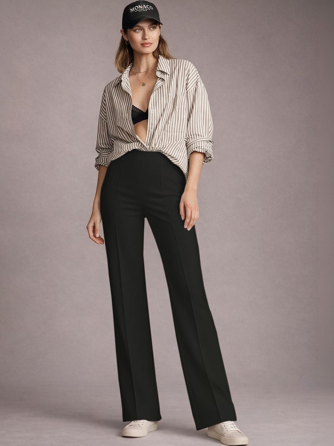 ROOPKAR Women Relaxed Easy Wash Trousers