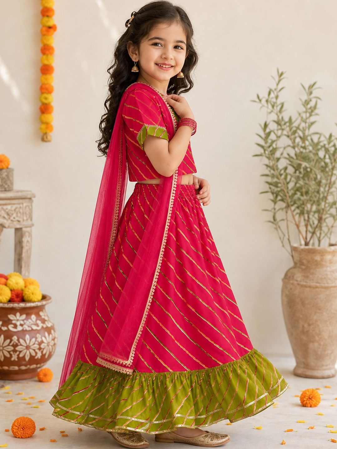 Girls Printed Ready to Wear Lehenga & Blouse With Dupatta 3