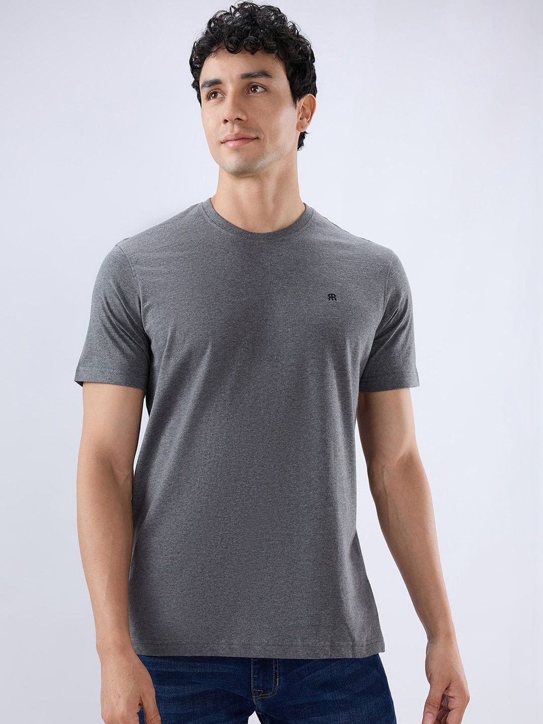 Raymond Men Brand Logo Pure Cotton T-shirt