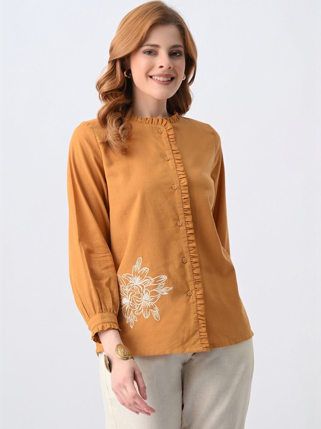 BAESD Floral Embroidered Cotton Top