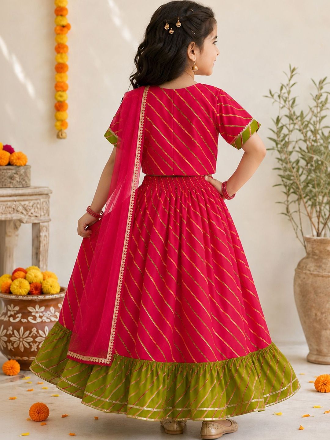 Girls Printed Ready to Wear Lehenga & Blouse With Dupatta 2