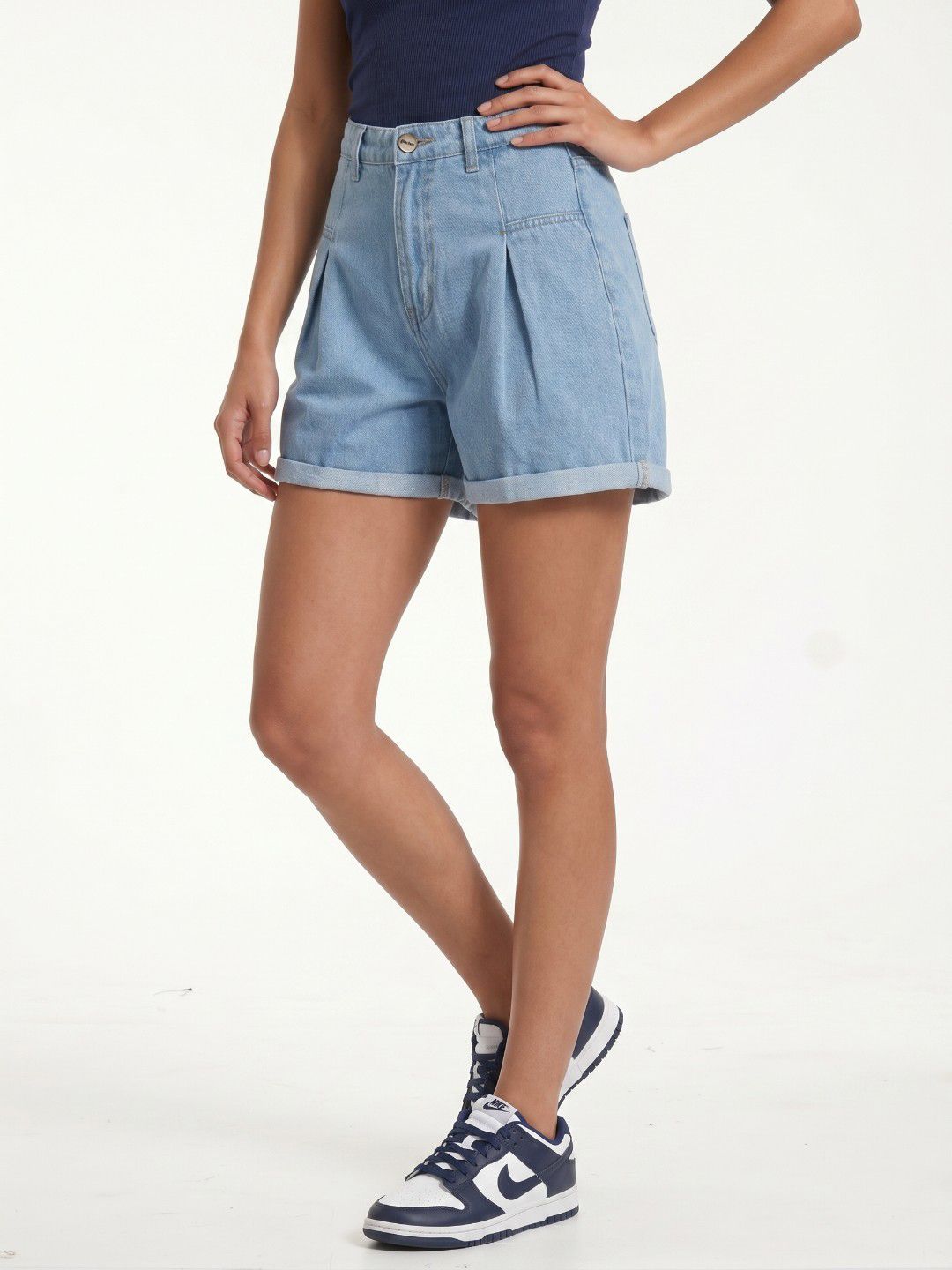 Women Pure Cotton Relaxed Fit Denim Shorts 3