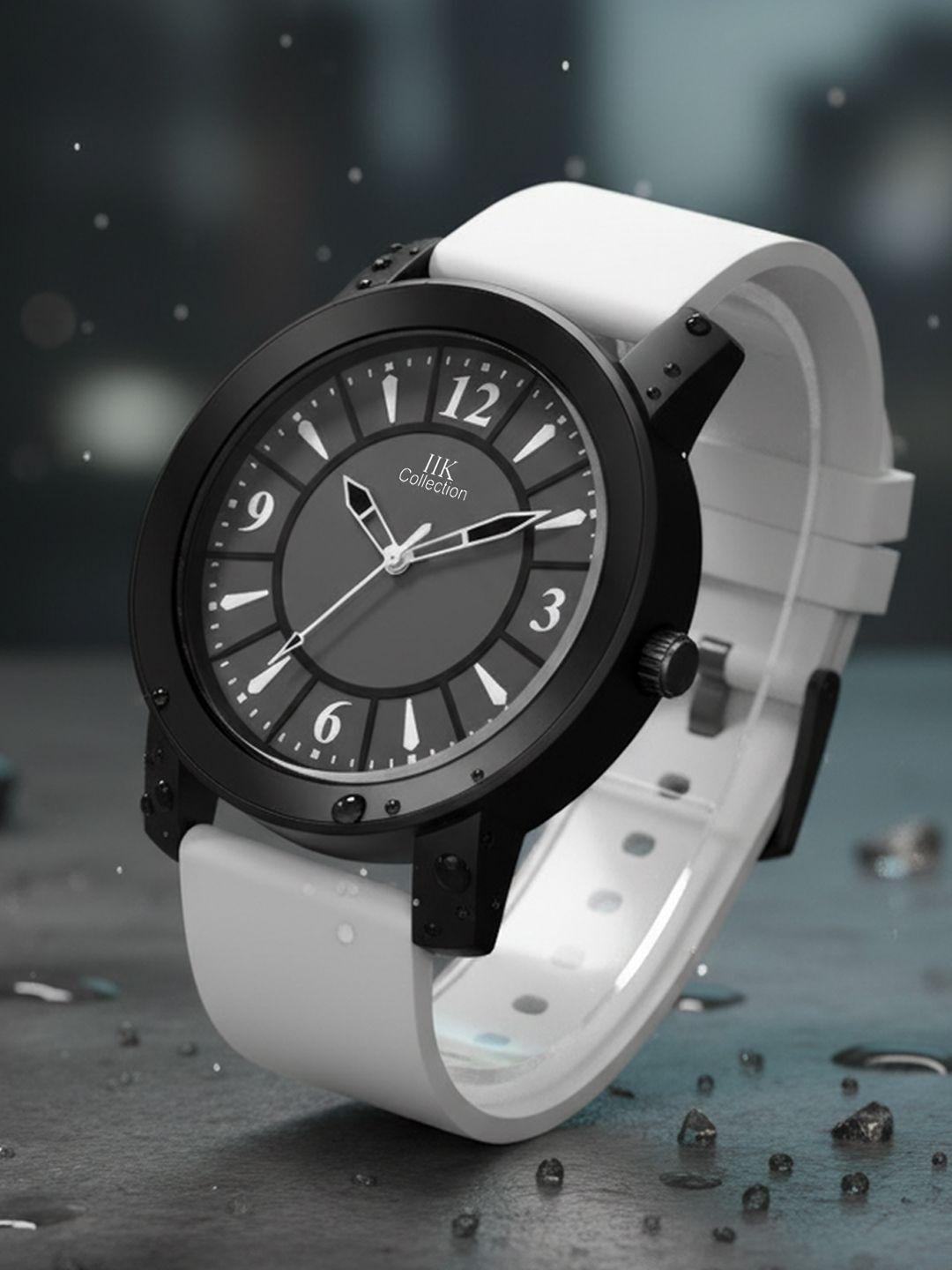IIK COLLECTION Men Round Dial Adjustable Flexible Silicon Strap Watch