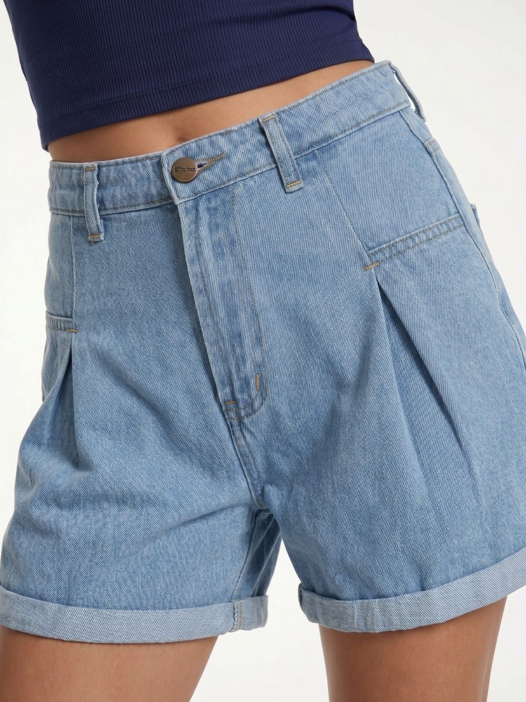 Women Pure Cotton Relaxed Fit Denim Shorts 4