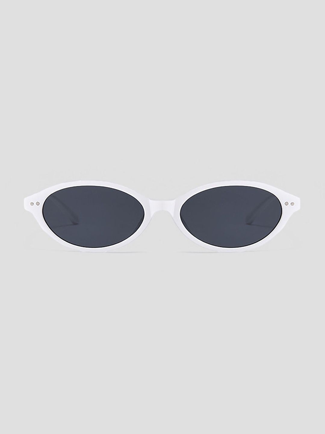LULU & SKY Women Black Lens & White Oval Sunglasses with