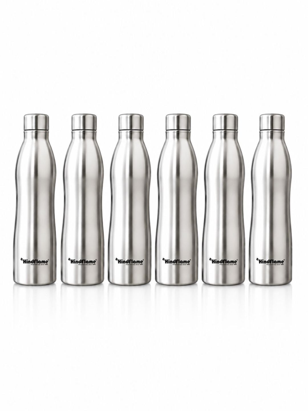 Hindflame Silver Wave (Pack of 6) Stainless Steel Wall Vacuum Water Bottle 1000ml