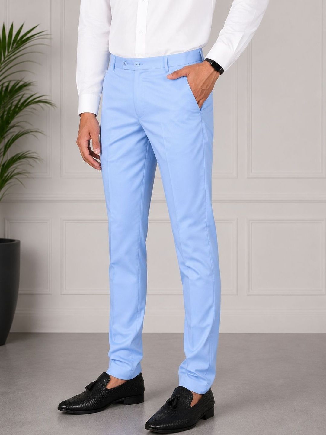 GHABA CREATION Men Slim Fit Mid-Rise Regular Length Cotton Trouser