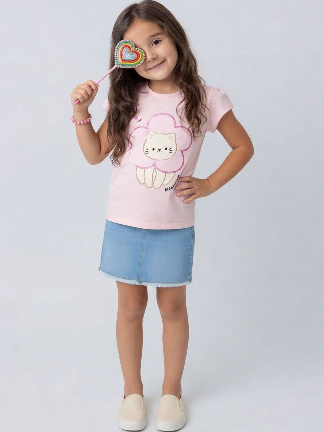 Pantaloons Junior Girls Printed Round Neck Short Sleeves T-shirt