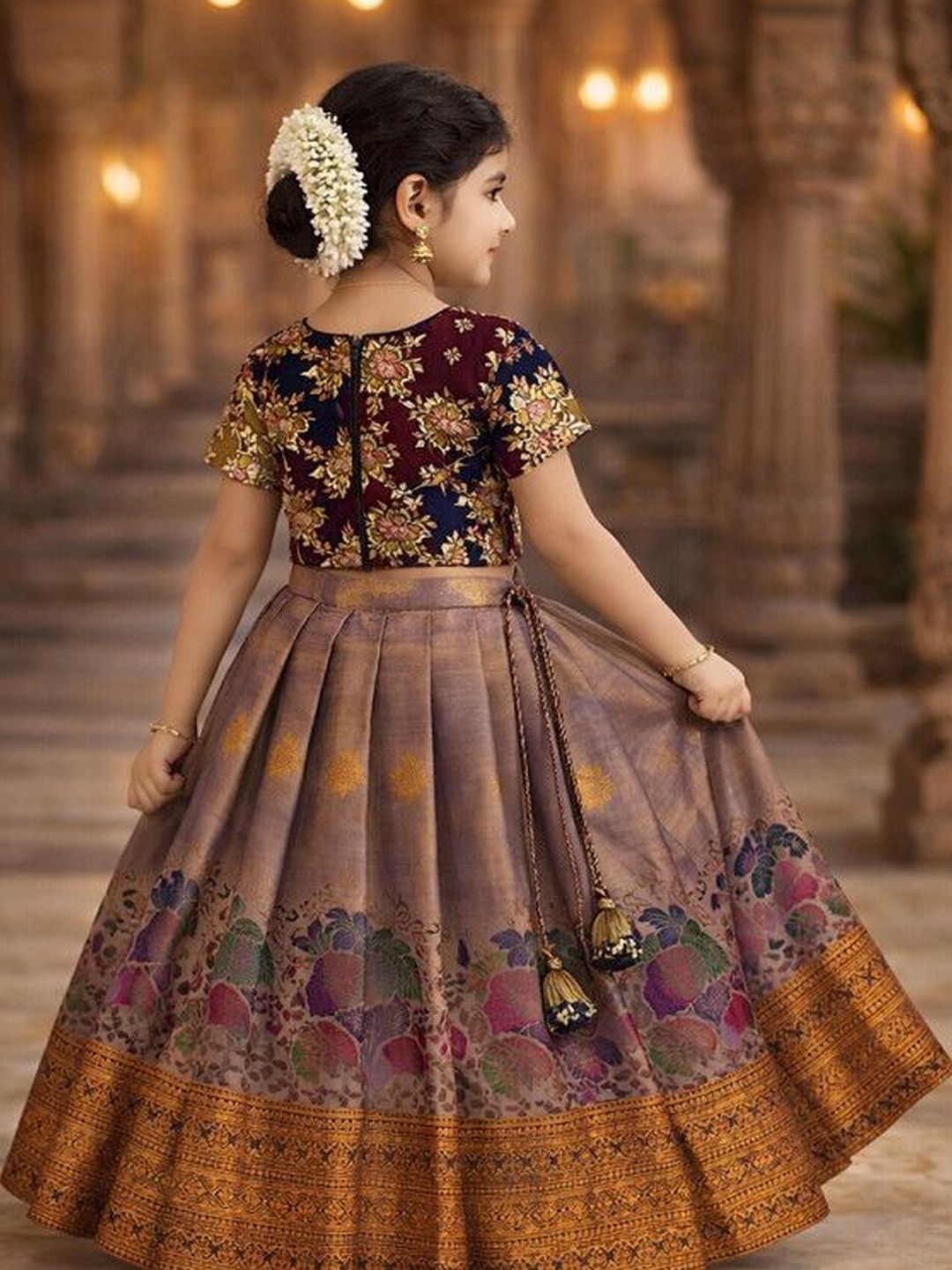 Girls Embroidered Ready to Wear Lehenga & 2