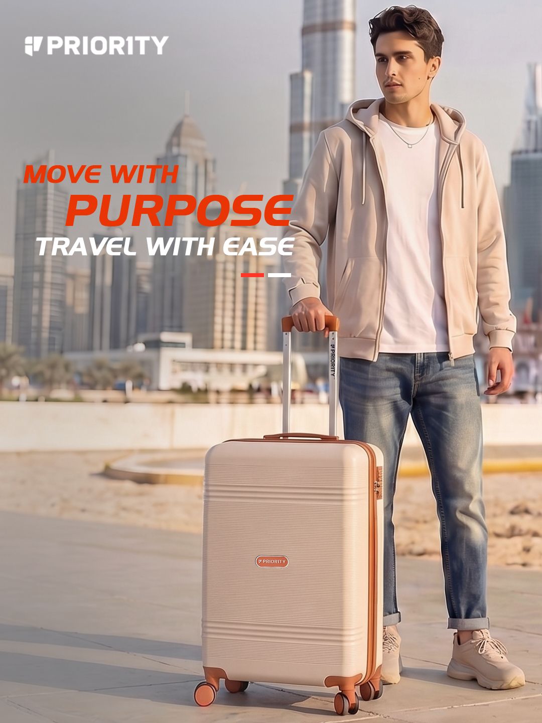 Buy Priority Textured 360 Degree Rotation 8 Wheel Cabin Trolley Bag  48.4L -  - Accessories for Unisex
