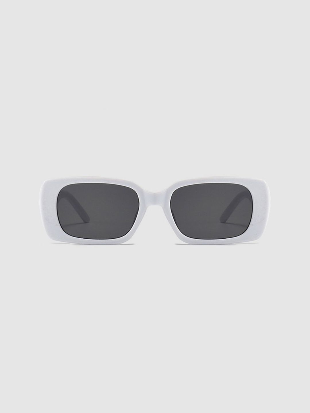 LULU & SKY Women Black Lens & White Rectangle Sunglasses with