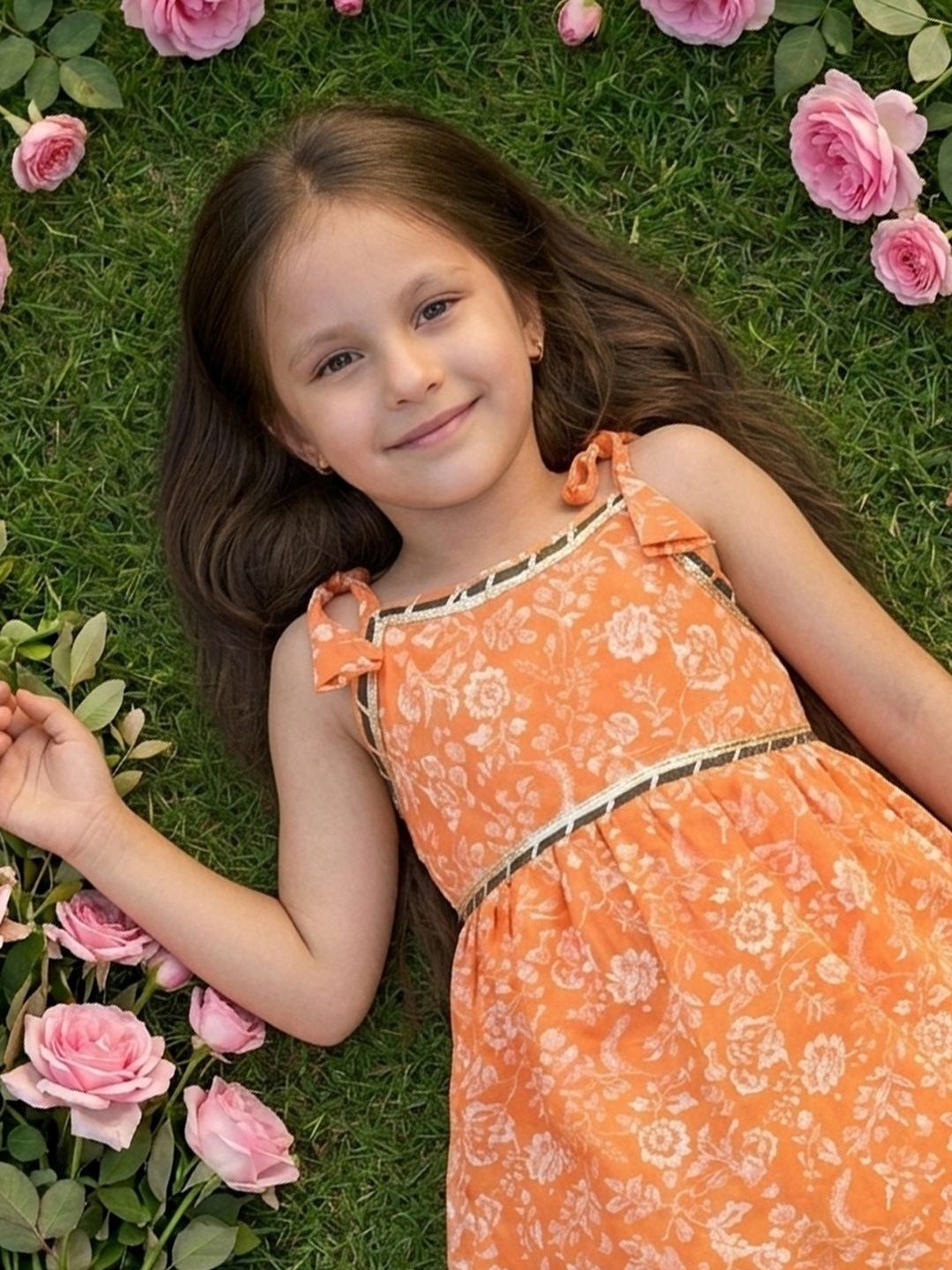 Girls Floral Printed A-Line Kurta with Dhoti Pant 2