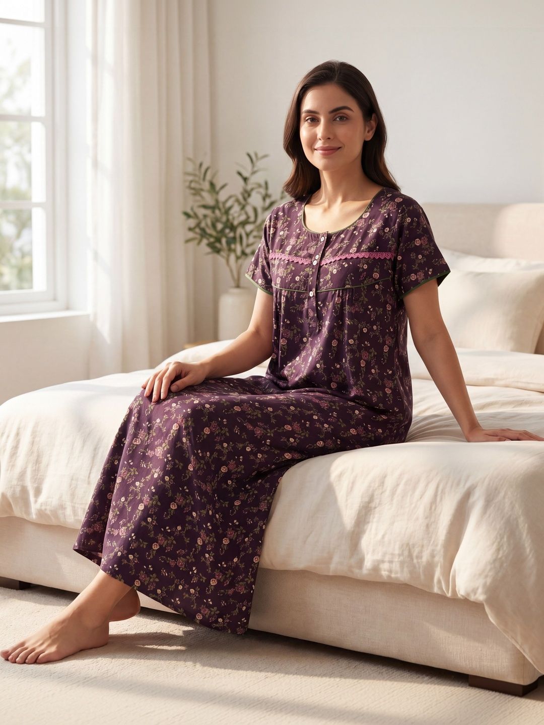Vardhana Printed Maxi Nightdress
