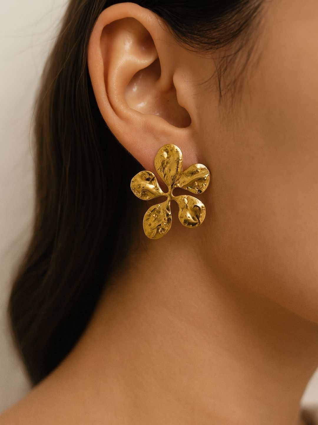 RaasRani Women Gold-Plated Stainless Steel Floral Shaped Studs